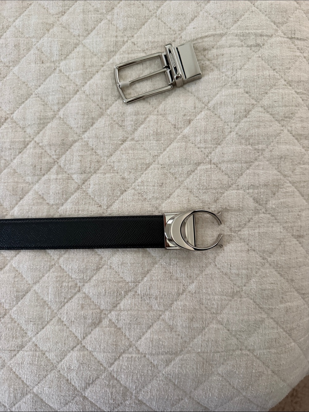 Coach Black Leather Belt with Silver Signature C Buckle
